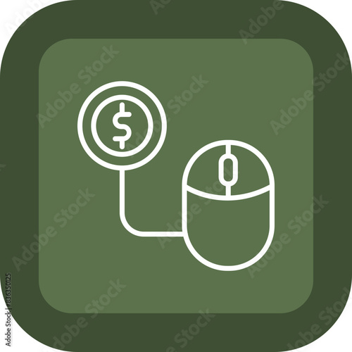 Pay Per Click Line Green Box Icon