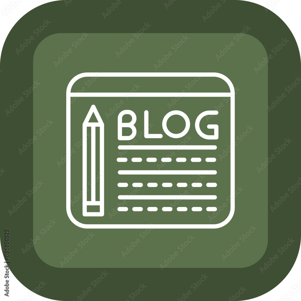 Blogging Line Green Box Icon Blogging Line Green Box Icon