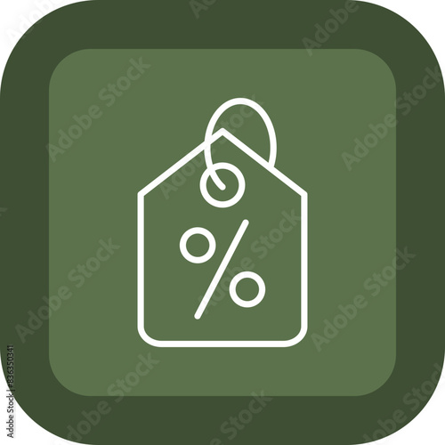 Discount Tag Line Green Box Icon