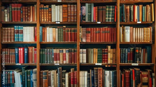 Obraz na płótnie A bookshelf full of classics symbolizes the wisdom gained in retirement through thoughtful pension savings. w salonie