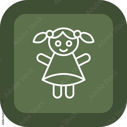 Doll Line Green Box Icon