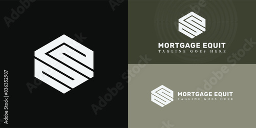 Abstract initial hexagon letters ME or EM logo in white color isolated on multiple background colors. The logo is suitable for real estate investment firm company logo design inspiration templates.