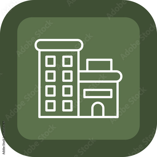 Appartment Line Green Box Icon