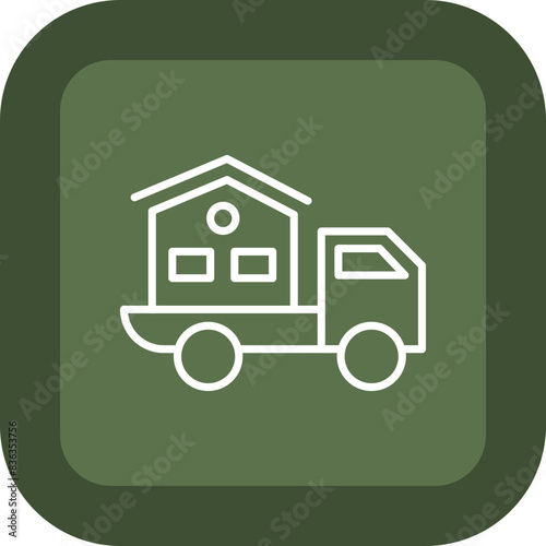 Moving Home Line Green Box Icon