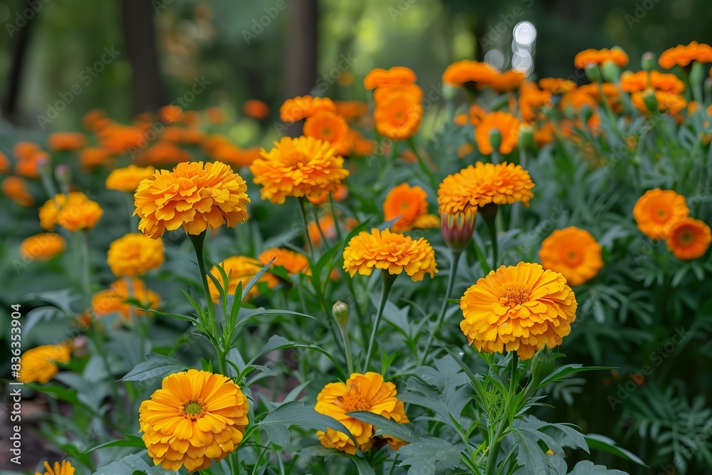 Yellow flowers garden green leaves Yellow flowers garden green leaves