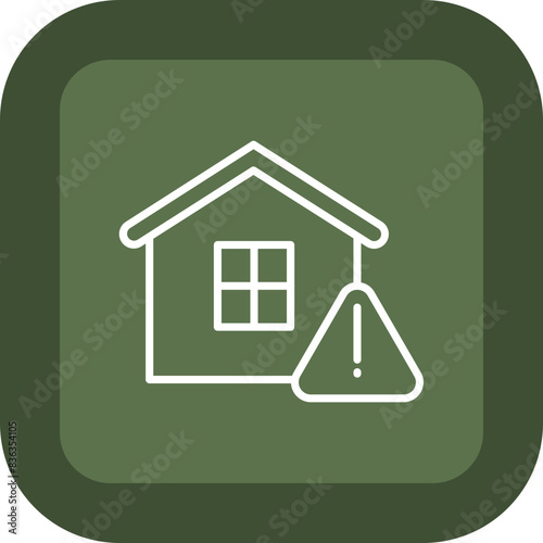 Warning Line Green Box Icon