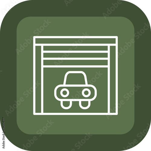 Garage Line Green Box Icon