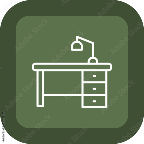 Work Table Line Green Box Icon