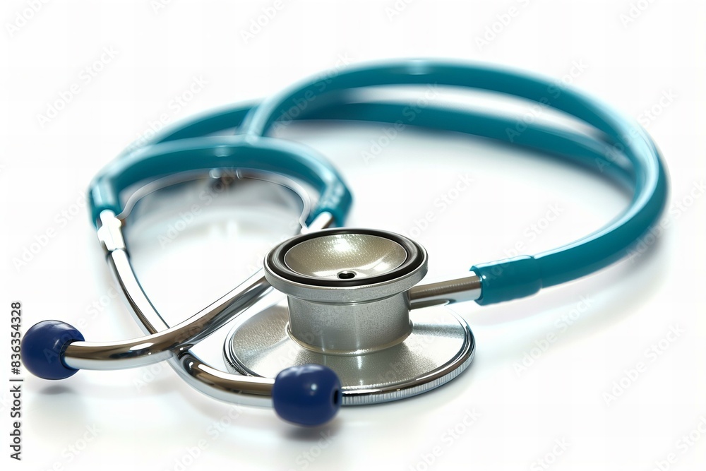 Stethoscope blue handle white surface medical tool healthcare Stethoscope blue handle white surface medical tool healthcare