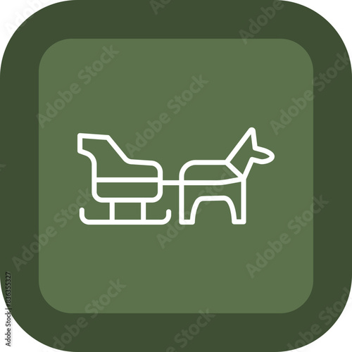 Dog sled Line Green Box Icon