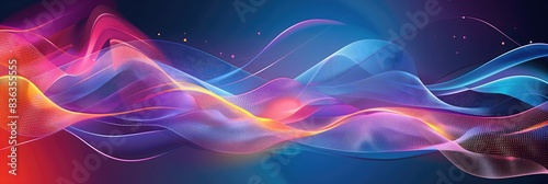 A colorful wave with a blue background. The wave is made up of many different colors and it looks like it is moving