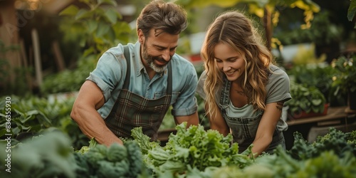 Wallpaper Mural Harvesting Together: A Couple in the Kitchen Garden, generative ai Torontodigital.ca