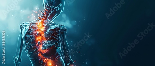 Highquality severe back pain shown in 3D rendered illustration, medical diagnostics photo