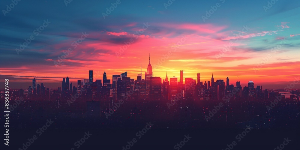 Minimalist Sunset Skyline, generative ai Minimalist Sunset Skyline, generative ai