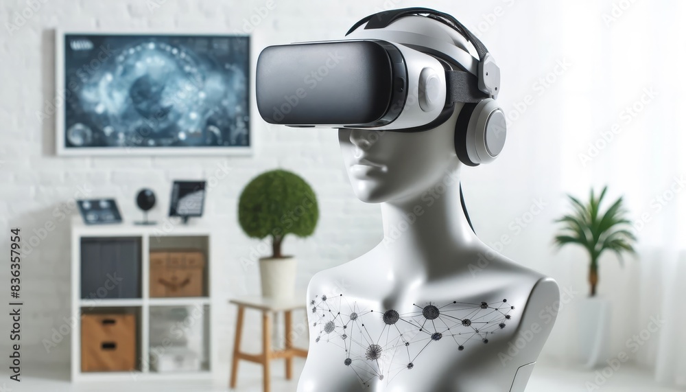 Virtual Reality Headset on a Mannequin in a Modern Setting Virtual Reality Headset on a Mannequin in a Modern Setting