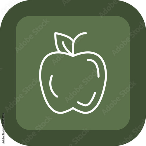 Apple Line Green Box Icon