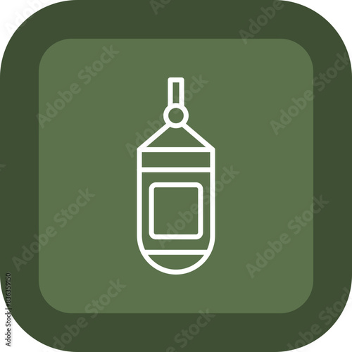 Boxing Bag Line Green Box Icon