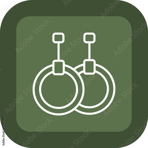 Gymnastic Rings Line Green Box Icon