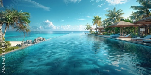 Seaside Serenity  Marine Blue Infinity Pool at a Luxurious Beach Resort  generative ai