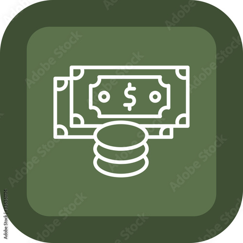 Income Line Green Box Icon