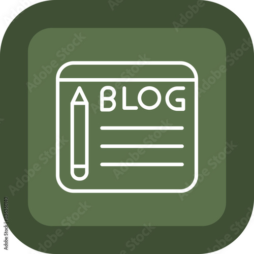 Blogging Line Green Box Icon