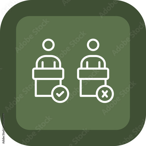 Debate Line Green Box Icon