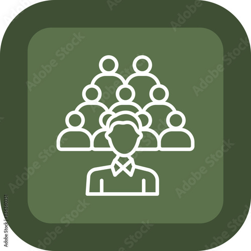 Crowd Line Green Box Icon