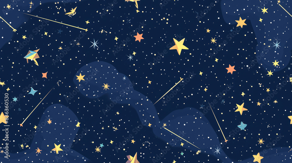 Starry Night Sky Pattern with Stars Illustration