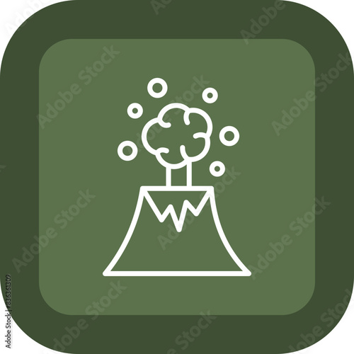 Volcano Line Green Box Icon
