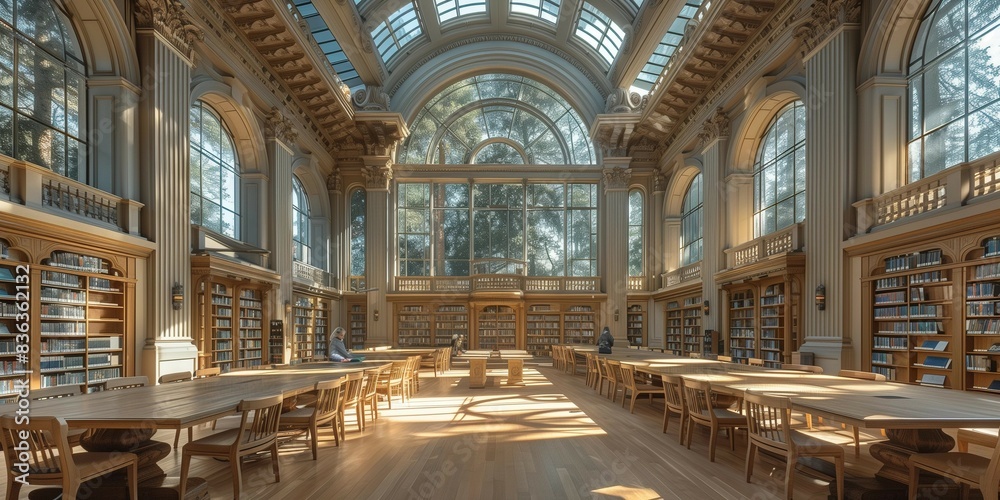 Fototapeta premium Tranquil Reading Room, generative ai