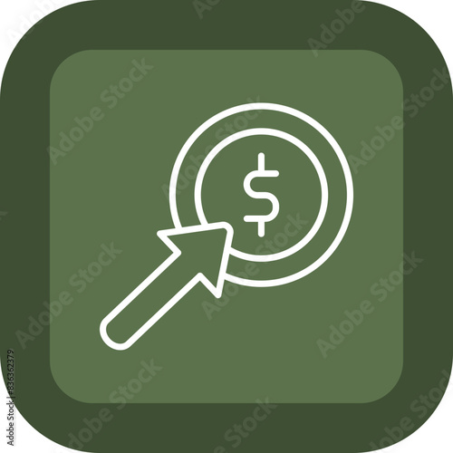 Pay Per Click Line Green Box Icon