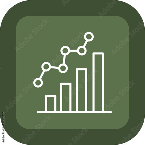 Statisctics Line Green Box Icon