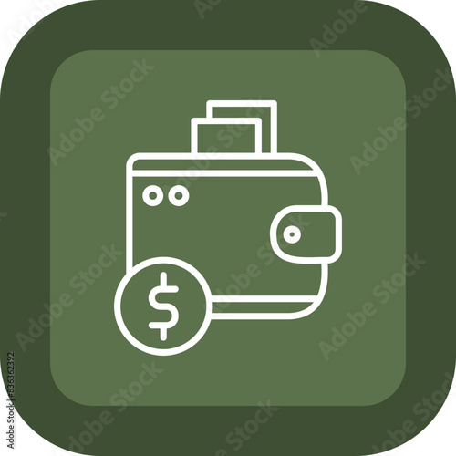 Wallet Line Green Box Icon