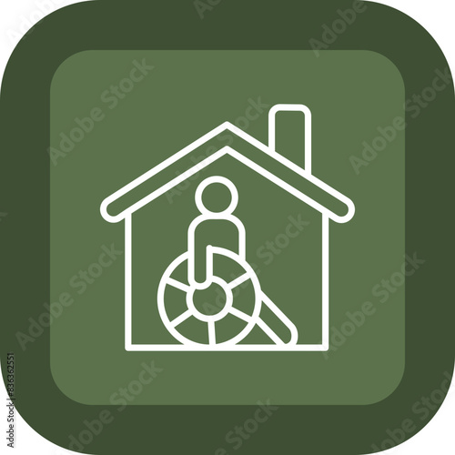 Hospice Line Green Box Icon