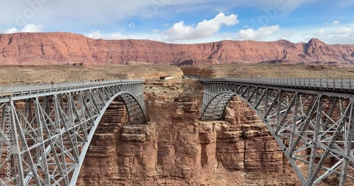 Navajo twin bridges span over the Colorado River, photo