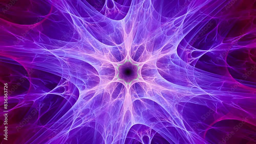 Black hole fourth dimension web continuum of flowing purple energy slowly turning, fractal flame seamless looping. 