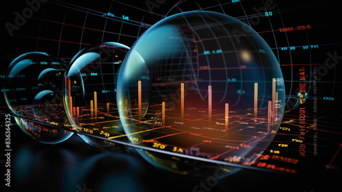 A financial bubble chart depicting asset valuations against their intrinsic values, displayed with precision on a high-definition monitor.