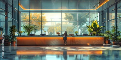 Professional Bank Clerk Assisting Customer in Modern Bank Interior, generative ai