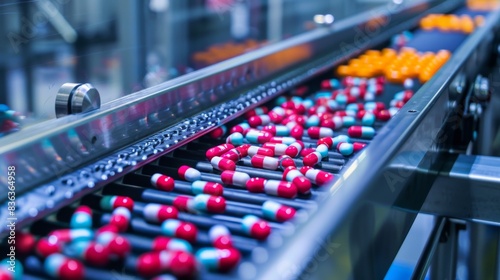 close up of medicines being sorted by sorting machine in factory production line © Salsabila Ariadina
