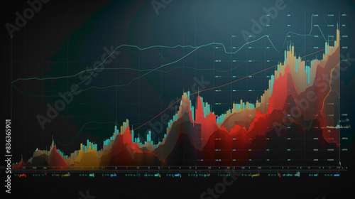 A mesmerizing volume profile chart illustrating trading activity at various price levels, with shaded areas indicating significant volume clusters. photo