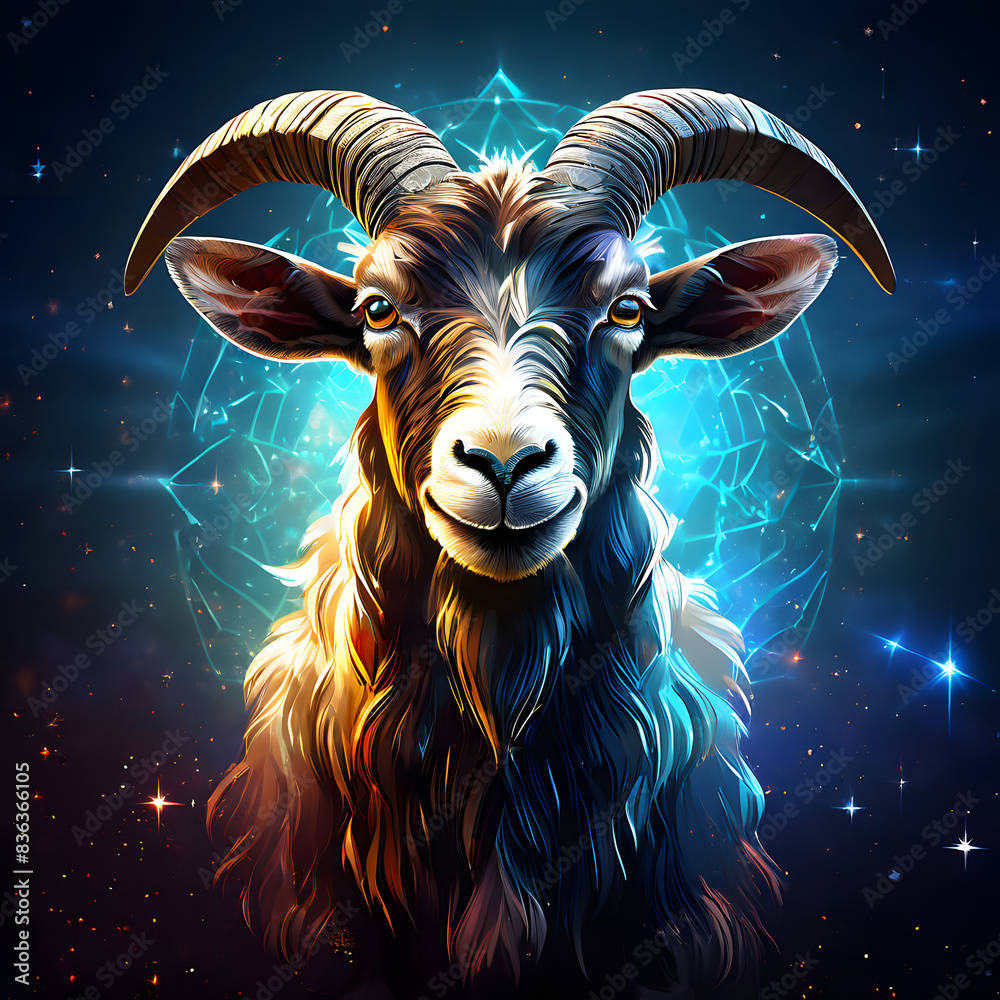 Mysterious Space Goat: A Heavenly Capricorn Amidst the Starry Expanse Mysterious Space Goat: A Heavenly Capricorn Amidst the Starry Expanse