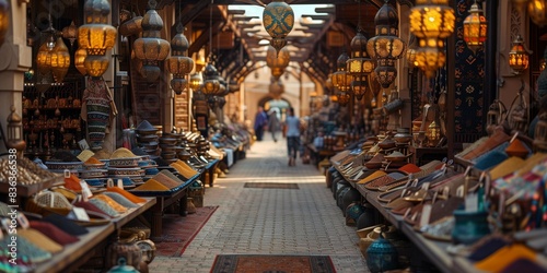 Vibrant Market Stalls in Emirati Souk, generative ai photo