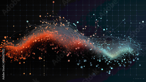 A scatter plot mapping out correlations between different market indices, characterized by vivid data points on a high-resolution monitor. photo