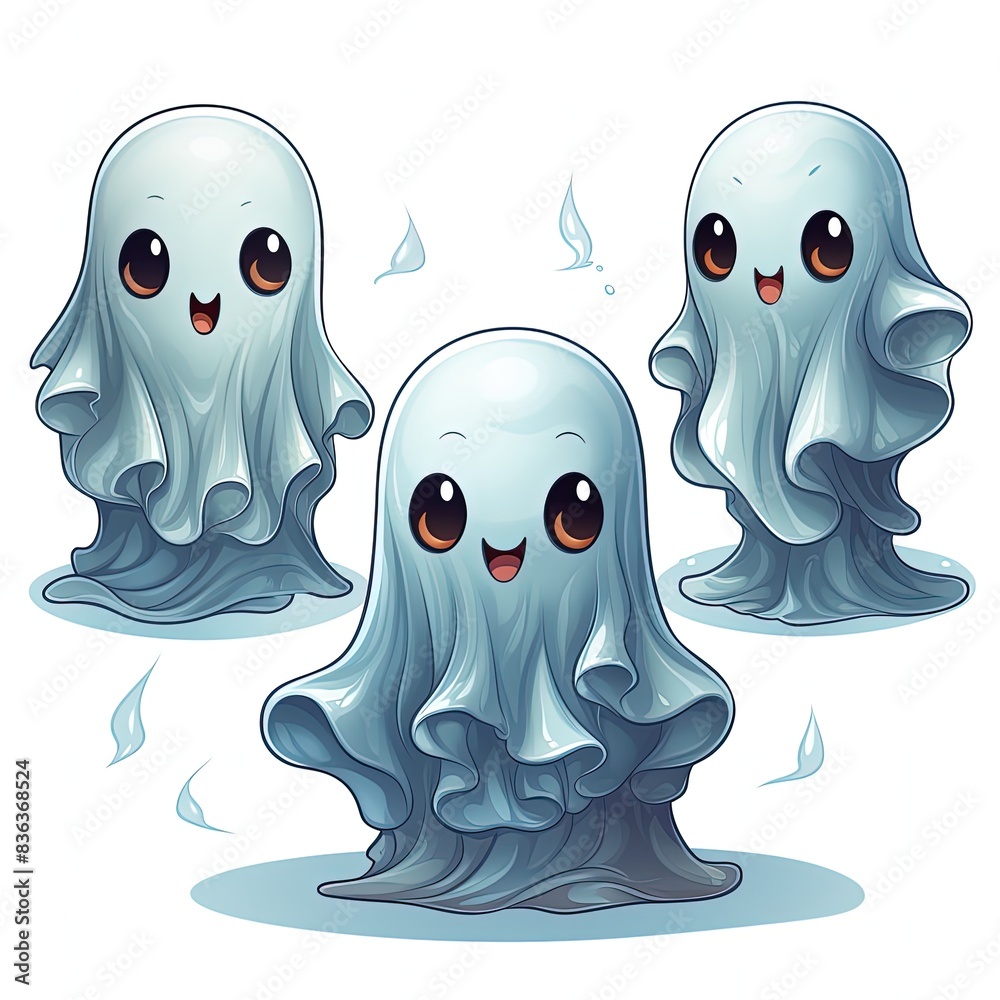 Ghost for halloween isolated on white or transparent background multiple 3 pose children's book Ghost for halloween isolated on white or transparent background multiple 3 pose children's book