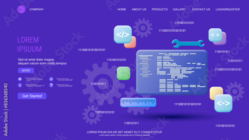Modern trendy landing page vector design template. Application development concept