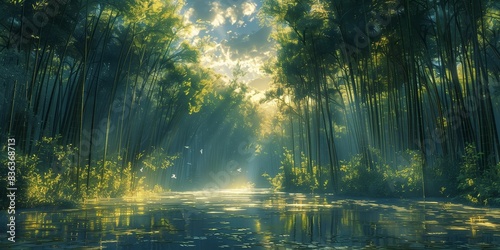 Tranquil Night in the Bamboo Forest  generative ai