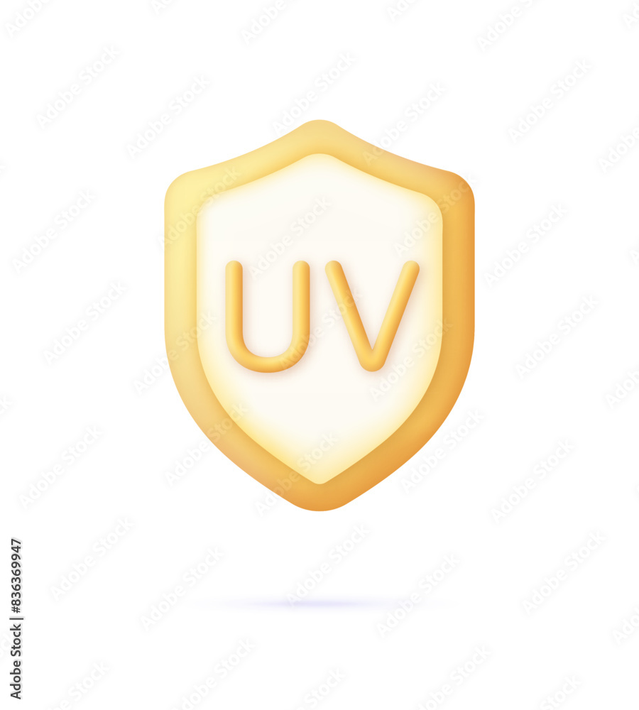3D Sun block icon. UV reflection skin after protection. Shield with UV icon. Sun UV Arrow protect radiation. Trendy and modern vector in 3d style 3D Sun block icon. UV reflection skin after protection. Shield with UV icon. Sun UV Arrow protect radiation. Trendy and modern vector in 3d style