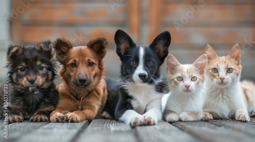 friendship of cats and dogs, animals together 