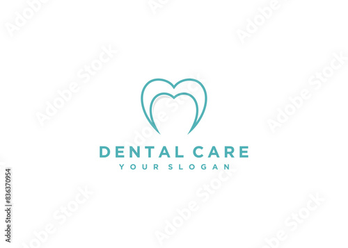 Dental logo with love symbol logo design template