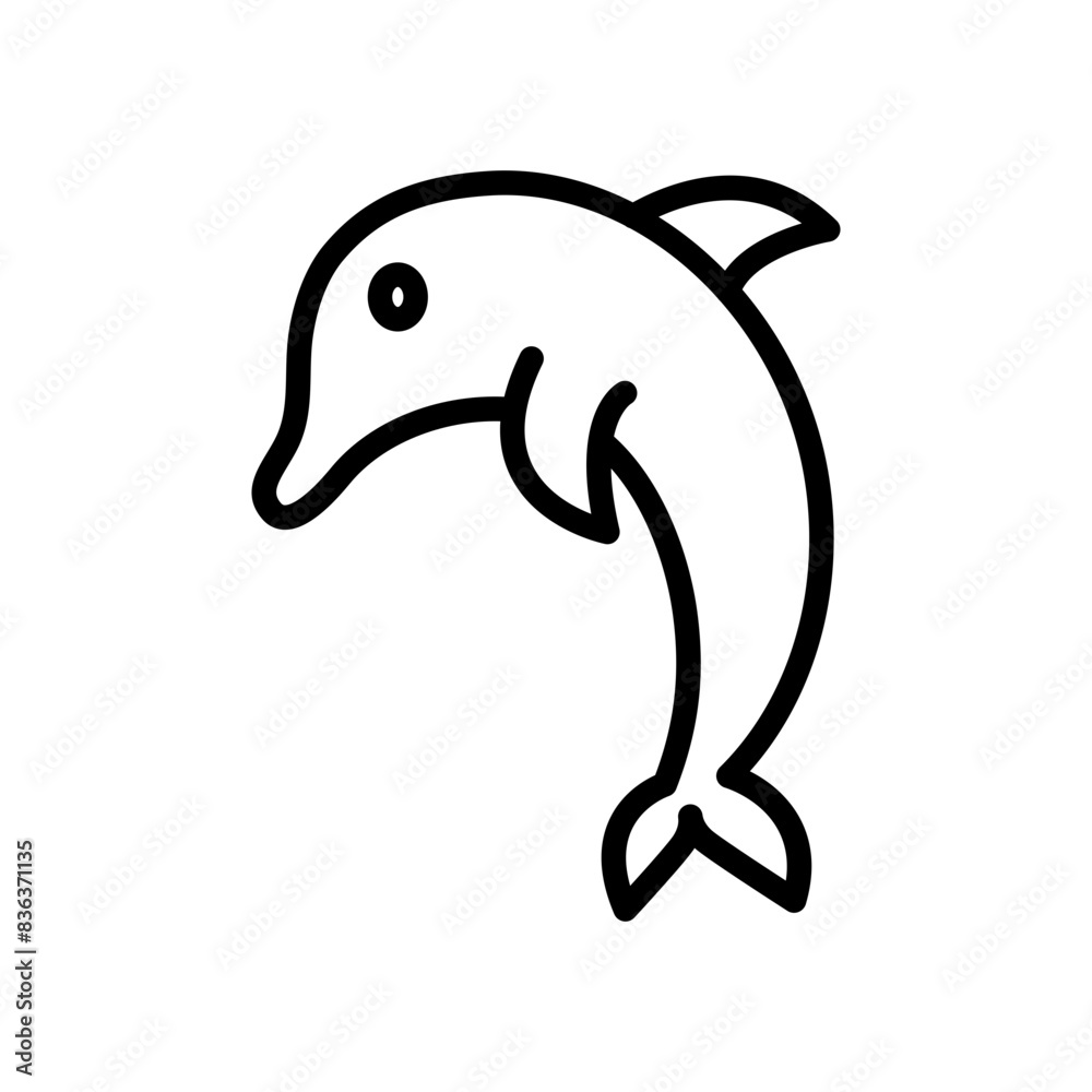 Dolphin line icon. Water park icon. Swimming pool icon isolated on white background. Transparent background, minimalist symbol. Vector images